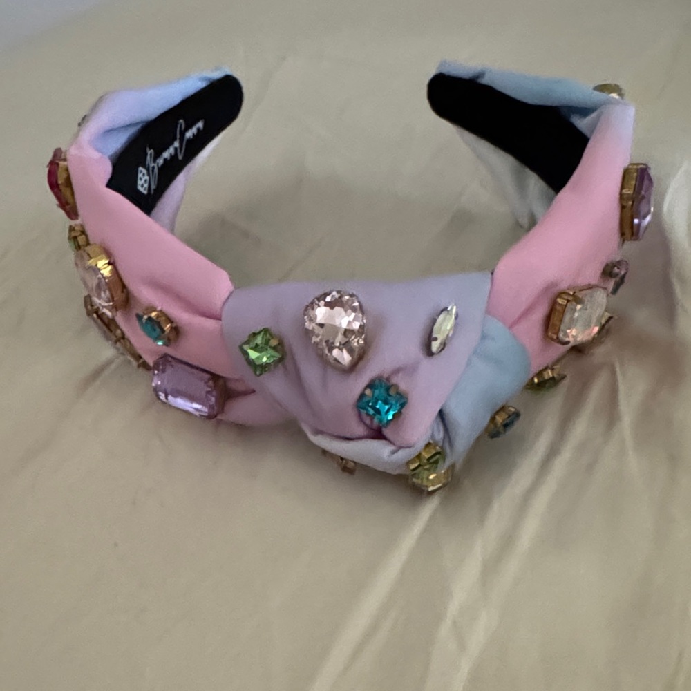 Brianna Cannon Embellished Pastel Knotted Headband with Multicolor Gems